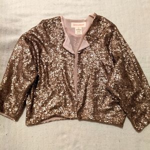 NWOT Anthropologie Stitch&Knot size S gold sequin short jacket